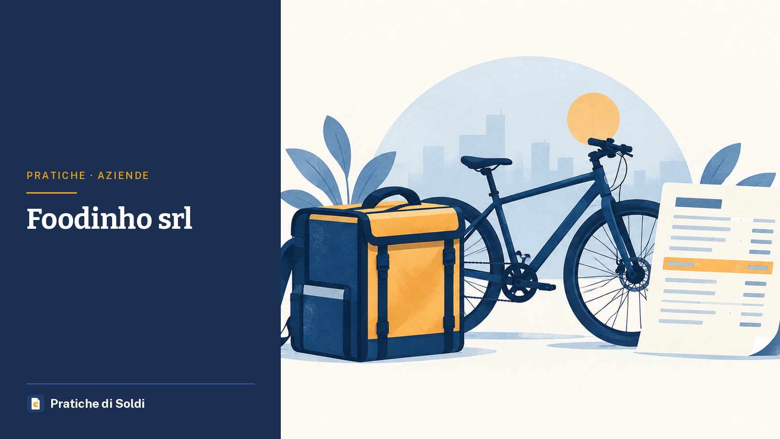Foodinho srl: uno zaino da consegne e una bicicletta con uno scontrino dell'ordine