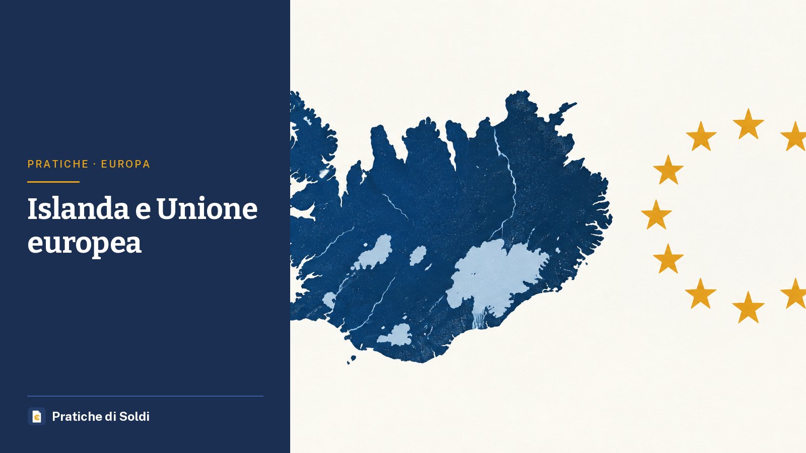 Islanda e Unione europea: la sagoma dell'Islanda accanto a un cerchio di stelle