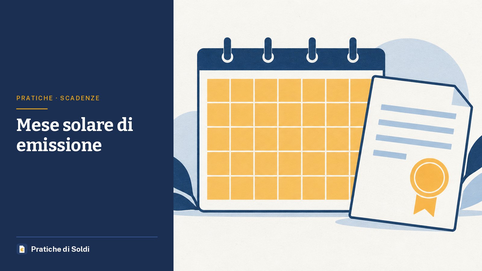 Mese solare di emissione: un calendario mensile accanto a un documento con un sigillo
