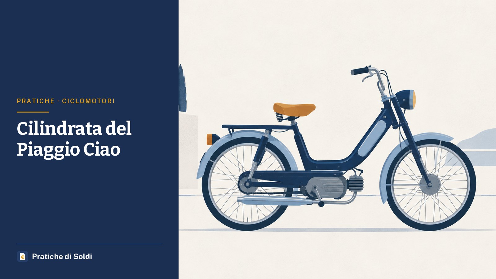 Cilindrata del Piaggio Ciao: un ciclomotore d'epoca di profilo in una strada tranquilla