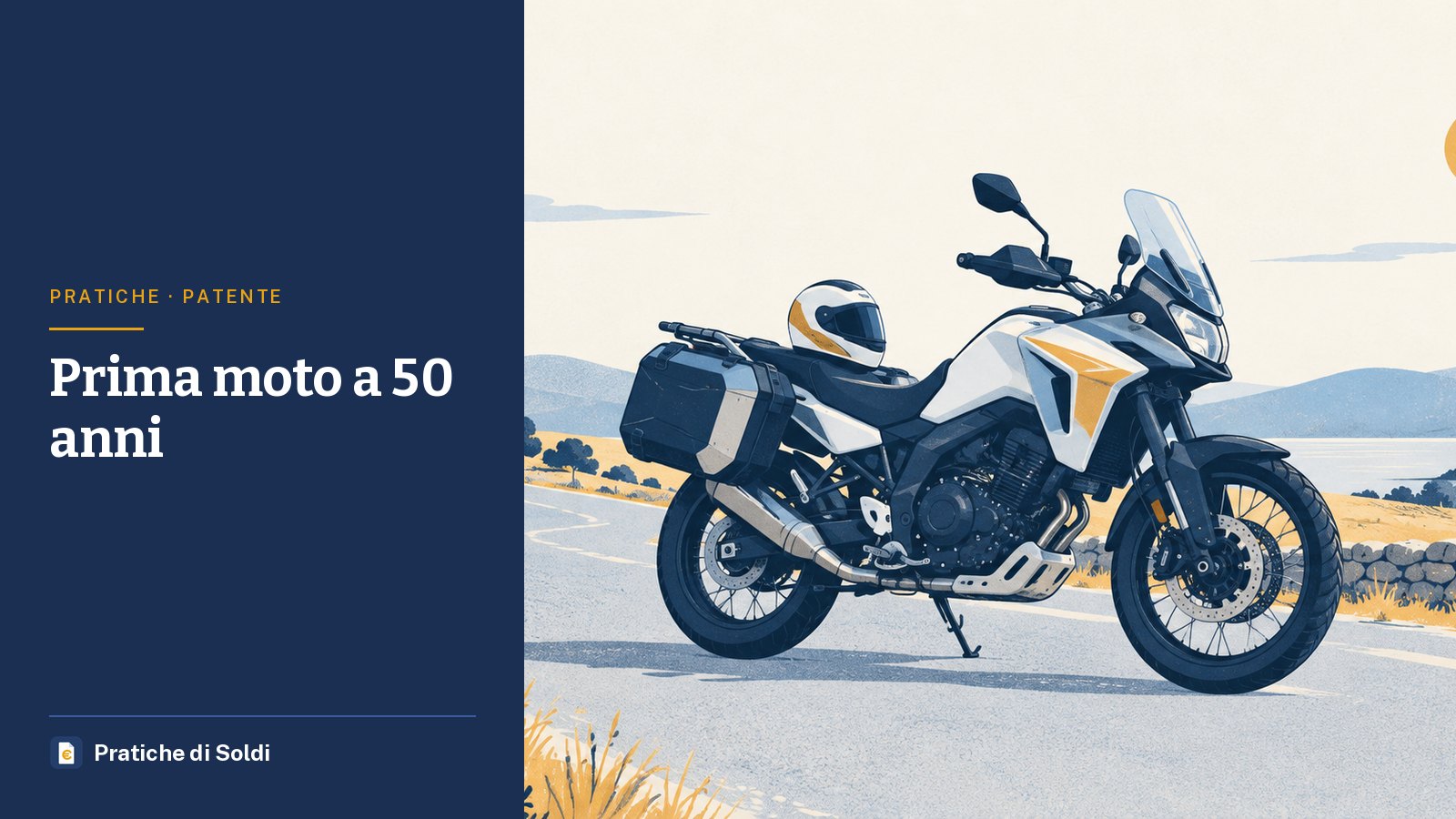 Prima moto a 50 anni: una moto da turismo su una strada costiera