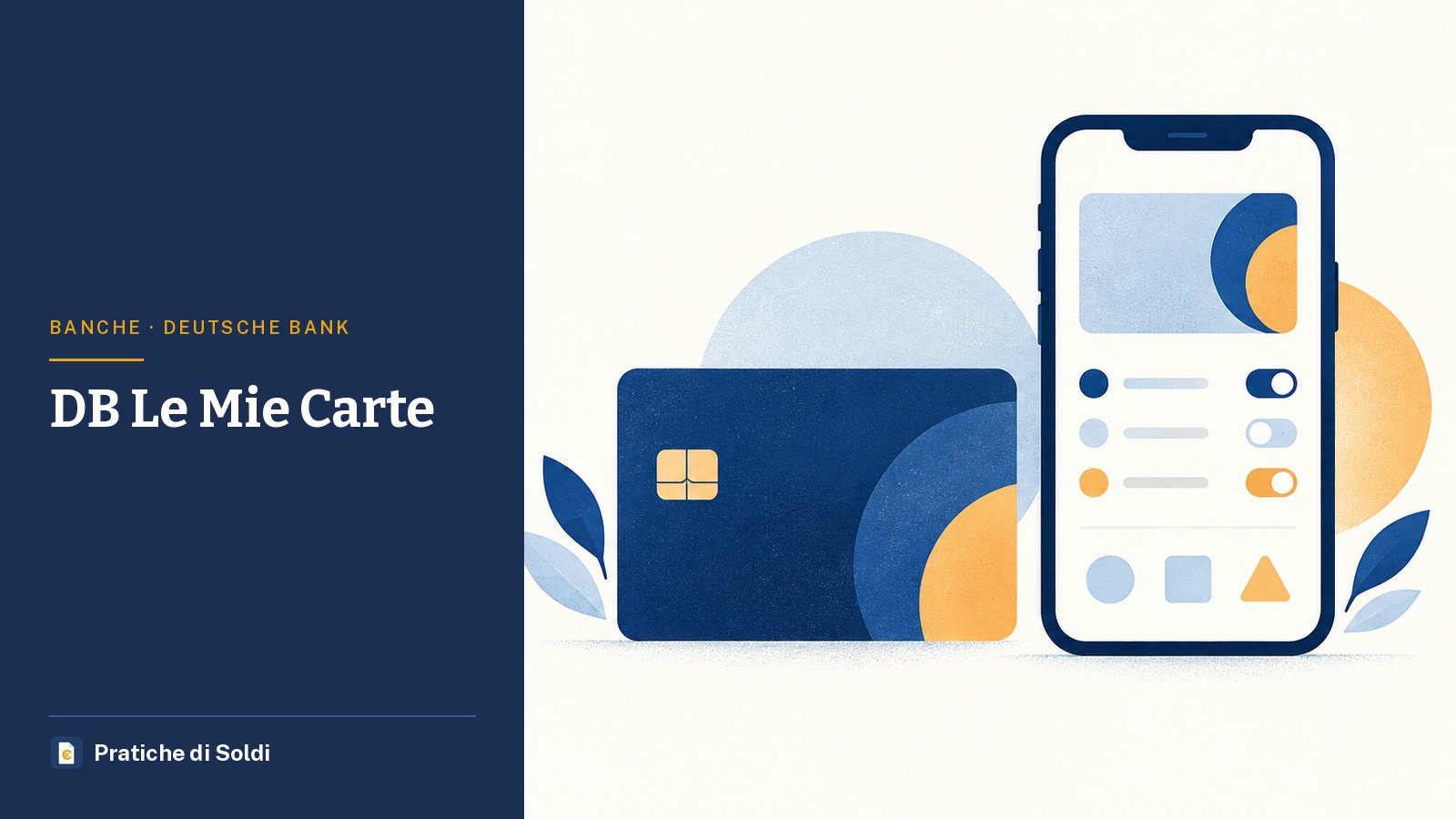 DB Le Mie Carte: una carta di pagamento accanto a uno smartphone con le impostazioni della carta