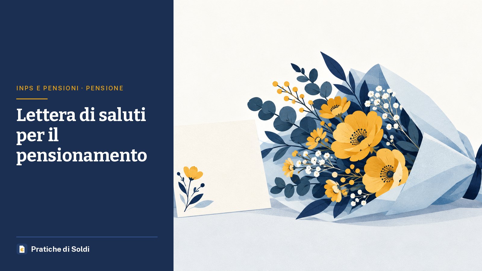 Lettera di saluti per il pensionamento: un biglietto di saluti e un mazzo di fiori