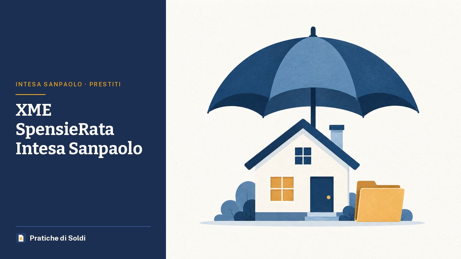 XME SpensieRata Intesa Sanpaolo: una casa sotto un ombrello con una cartella di documenti