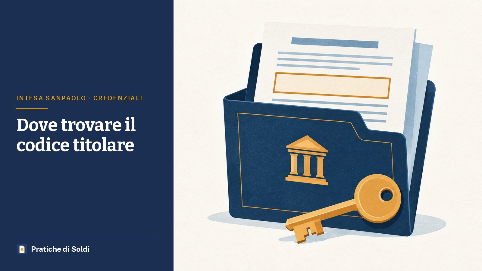 Dove trovare il codice titolare: una cartella di contratto con un campo evidenziato e una chiave