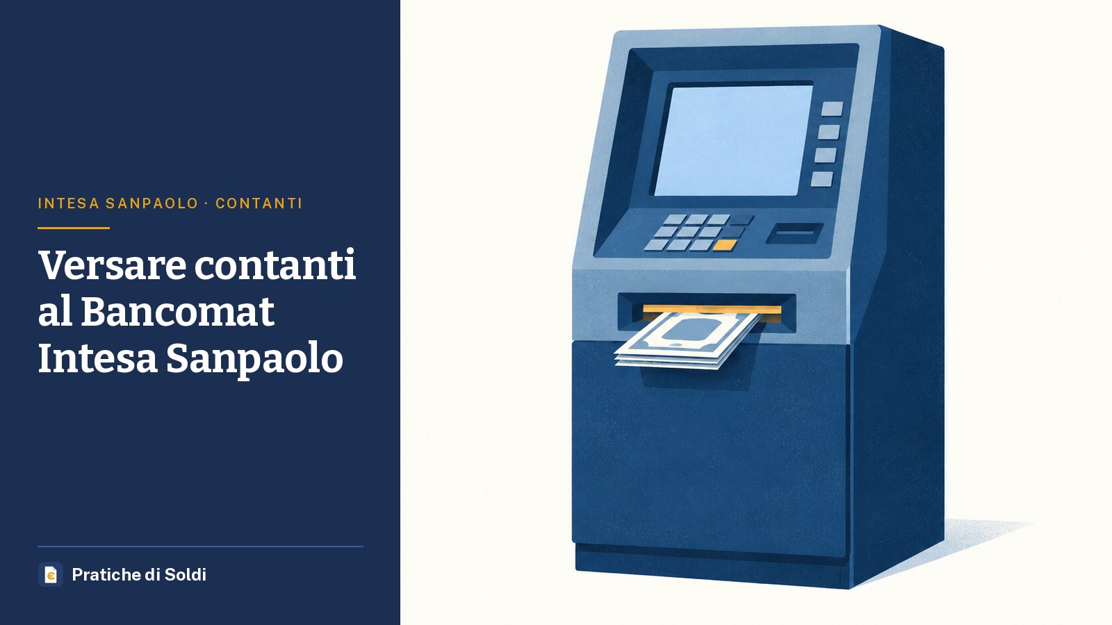 Versare contanti al Bancomat Intesa Sanpaolo: uno sportello automatico con banconote inserite nella fessura