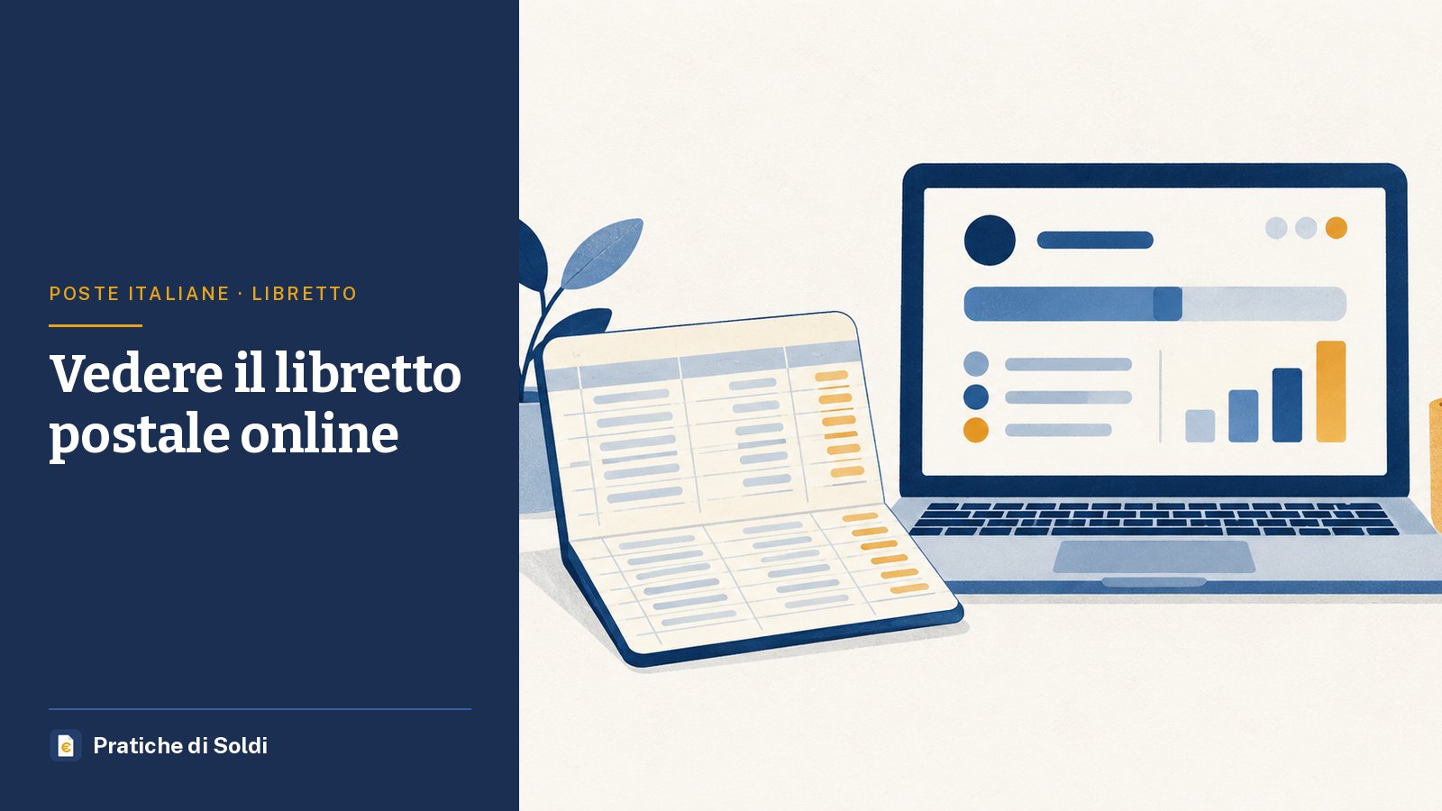 Vedere il libretto postale online: un libretto aperto accanto a un portatile con il saldo